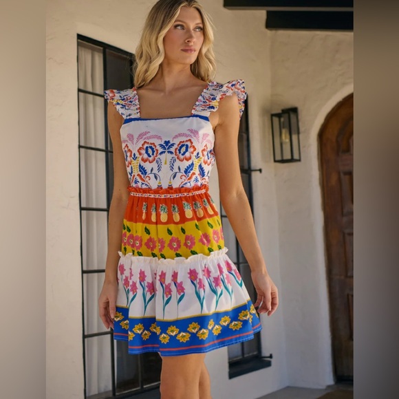 Sugarlips Dresses & Skirts - Sugarlips Olympia Floral Ruffle Tiered Festival Dress Women’s Large